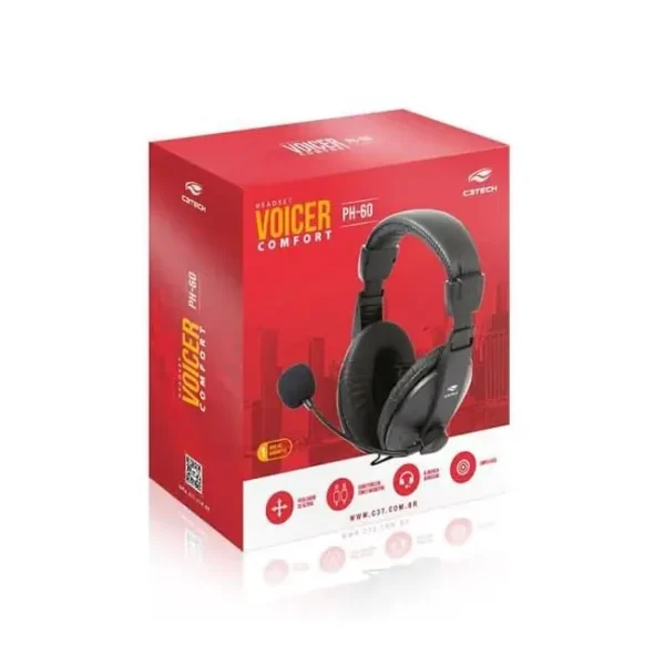 Fone de ouvido com Microfone Headset C3Tech PH-60BK Voice ComFort Preto - Imagem 3