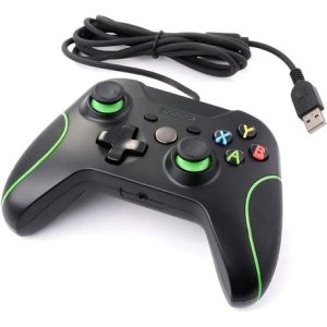 Controle Manete Com Fio Usb Compatível Com Xbox One Pc Gamer Cor Preto